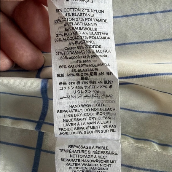 Tory Burch Striped Smocked-Bodice Ivory/Duchess Blue Midi Dress Size XL - Picture 6 of 7